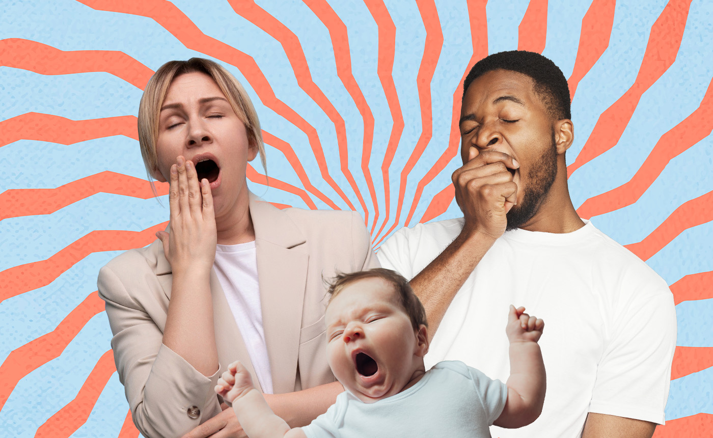 A person yawning